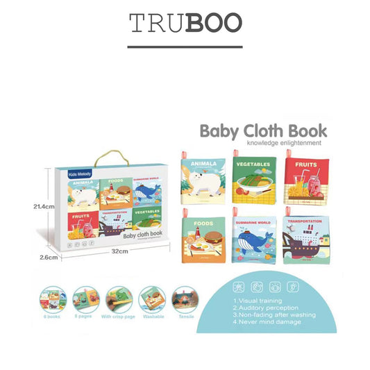 Truboo Baby Cloth Books 6Pcs Set Infant Toddler Soft Early Educational Toys