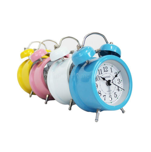 Twin Bell Alarm Clock Vintage Retro Loud Clocks Battery Bedside Desk Analogue - Simply Homeware