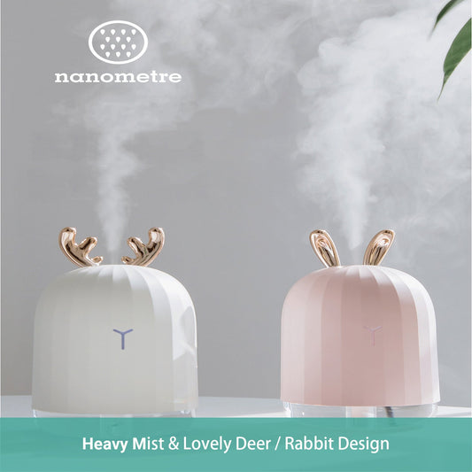 Wasel Mini Desk Air Humidifier Aromatherapy USB LED Lights Deer Rabbit Shaped