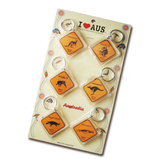 6pcs Australian Souvenirs Keyring Chain Acrylic Road Sign Gift Bulk Aussie