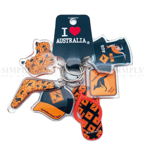 6pcs Australian Souvenirs Keyring Chain Acrylic Road Sign Gift Bulk Aussie - Simply Homeware