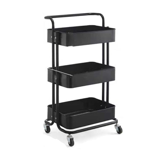 3 Tier Handle Wheel Trolley Bathroom Kitchen Storage Shelf Rolling Rack Cart AU