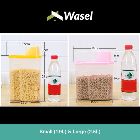 Wasel Plastic Dried Food Storage Containers Lids Box Jars Airtight Cereal Rice