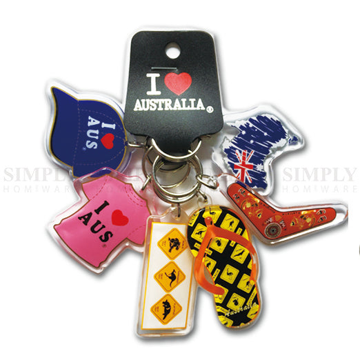 6pcs Australian Souvenirs Keyring Chain Acrylic Gift Bulk Aussie - Simply Homeware