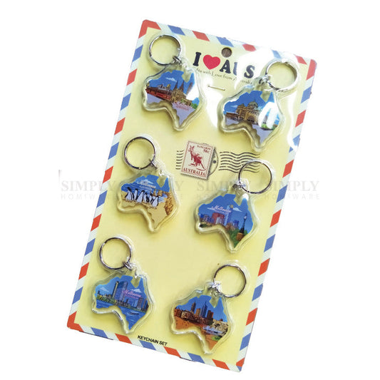 6pcs Australian Souvenirs Keyring Chain Acrylic Melbourne Gift Bulk Aussie - Simply Homeware