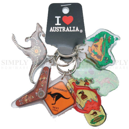 6pcs Australian Souvenirs Keyring Chain Kangaroo Acrylic Gift Bulk Aussie - Simply Homeware