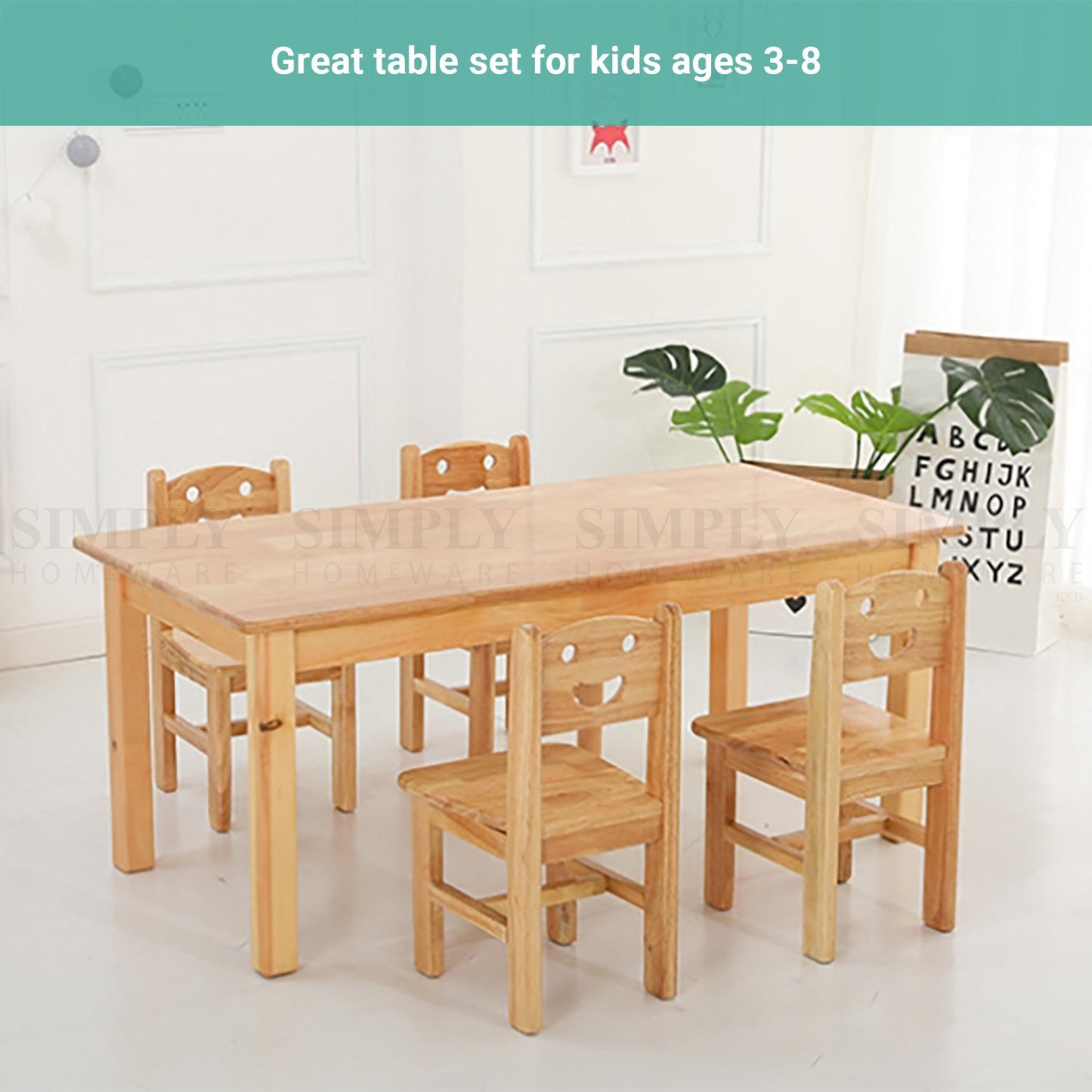 Truboo Kids Wooden Table & Chair Set Kindergarten Children Rectangular Desk Oak