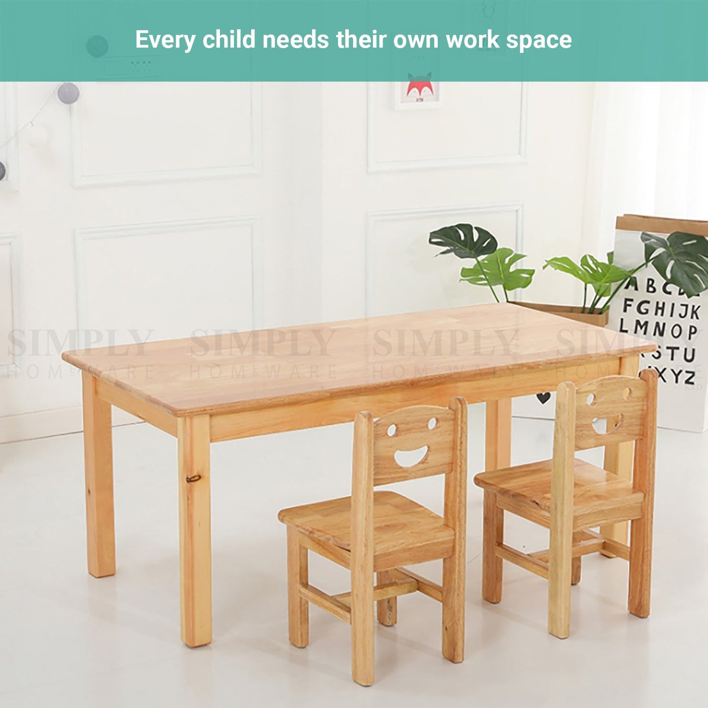 Truboo Kids Wooden Table & Chair Set Kindergarten Children Rectangular Desk Oak