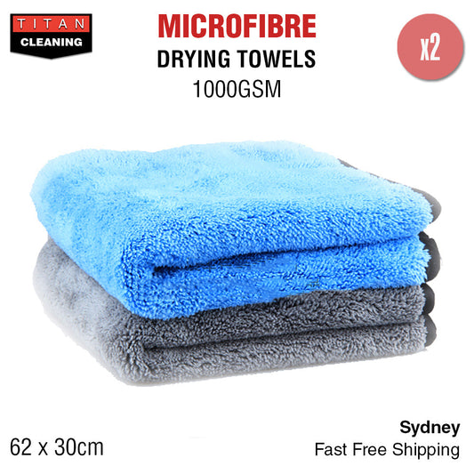 2x 1000GSM Microfibre Car Drying Towel Cleaning Cloth Microfiber Glass 62x30cm - Simply Homeware