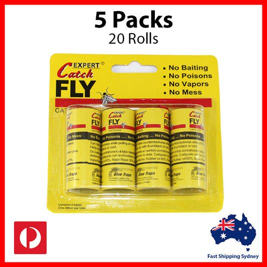 20 Roll Sticky Paper Fly Trap Yellow Traps Fruit Flies Insect No Mess Glue Catch