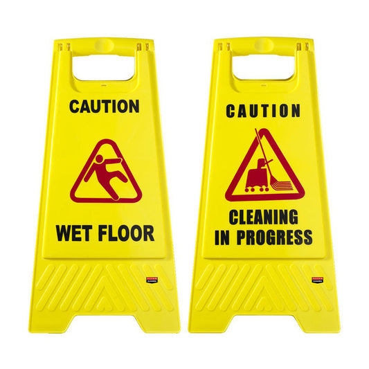 Wet Floor Sign Caution Slippery Cleaning In Progress Hazard Warning Yellow Frame