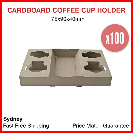 100x Disposable Coffee Cup Holder 4 Cardboard Restaurant Drinks Tray Takeaway