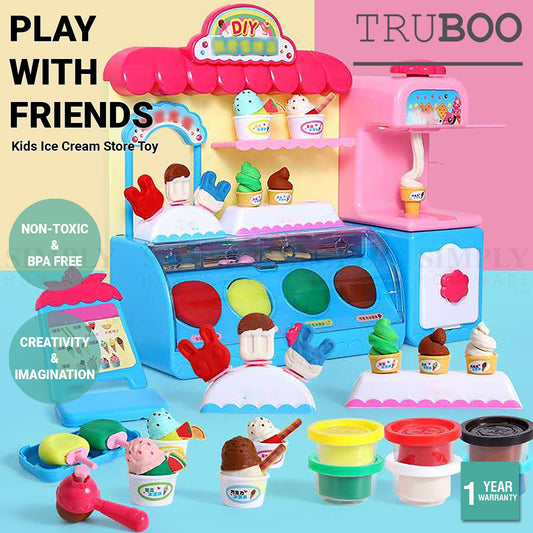 Truboo Kids Modeling Clay Toy Ice Cream Store Toddlers Dentist Pretend Play Set