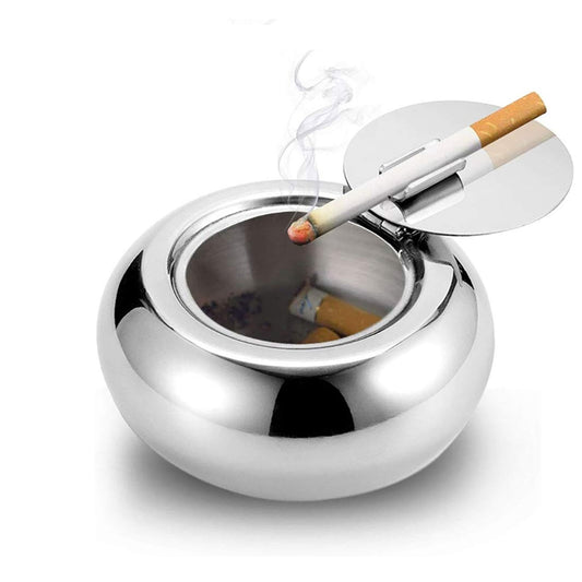 Wasel Stainless Steel Ashtray Cigarette Smoking Lidded Case Windproof Ash Holder