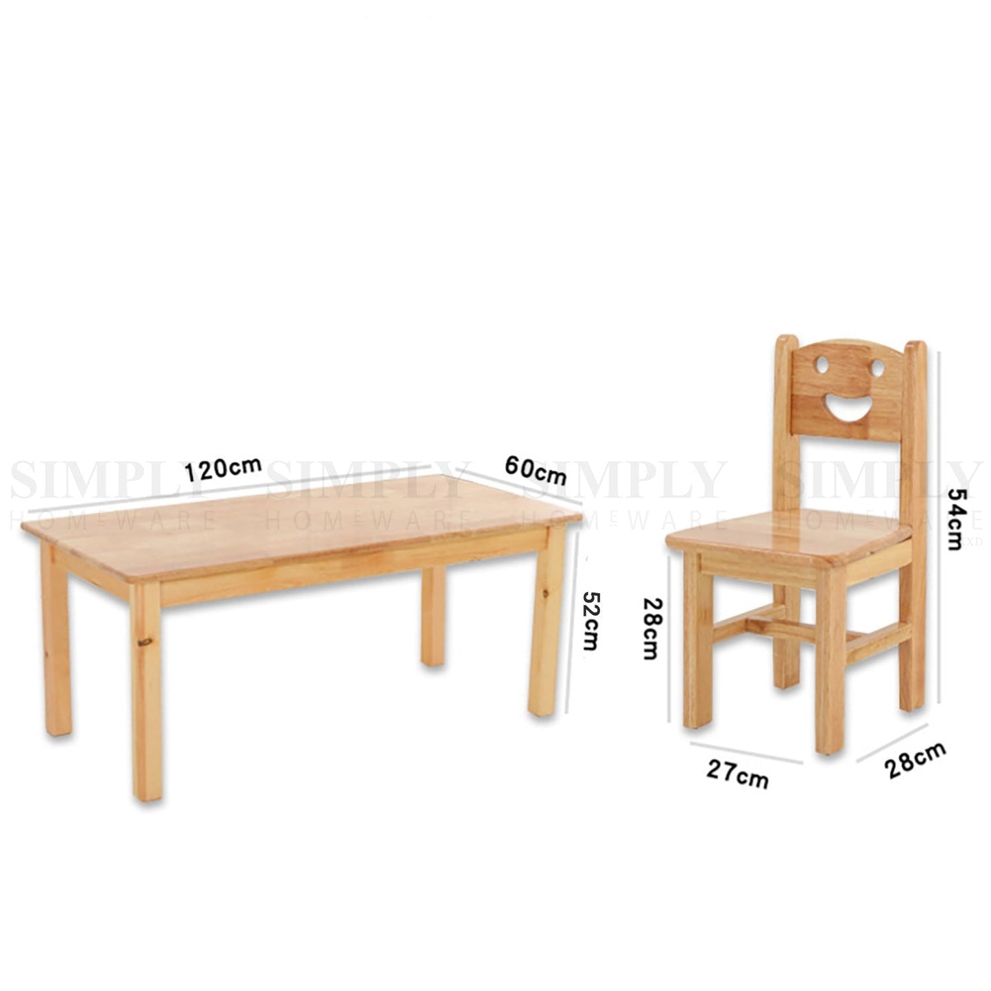 Truboo Kids Wooden Table & Chair Set Kindergarten Children Rectangular Desk Oak