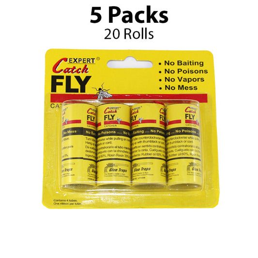 20 Roll Sticky Paper Fly Trap Yellow Traps Fruit Flies Insect No Mess Glue Catch