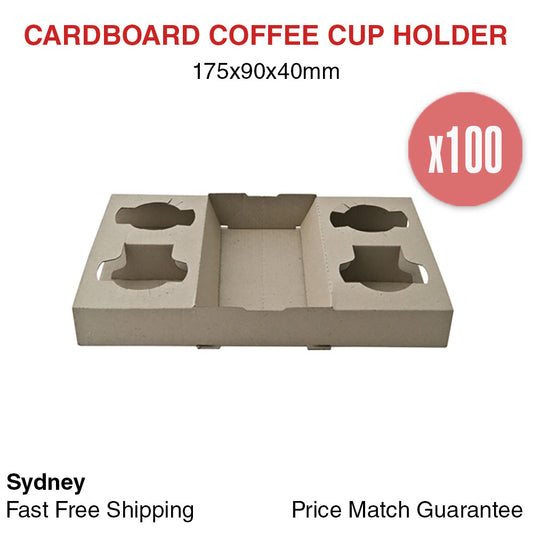 100x Disposable Coffee Cup Holder 4 Cardboard Restaurant Drinks Tray Takeaway